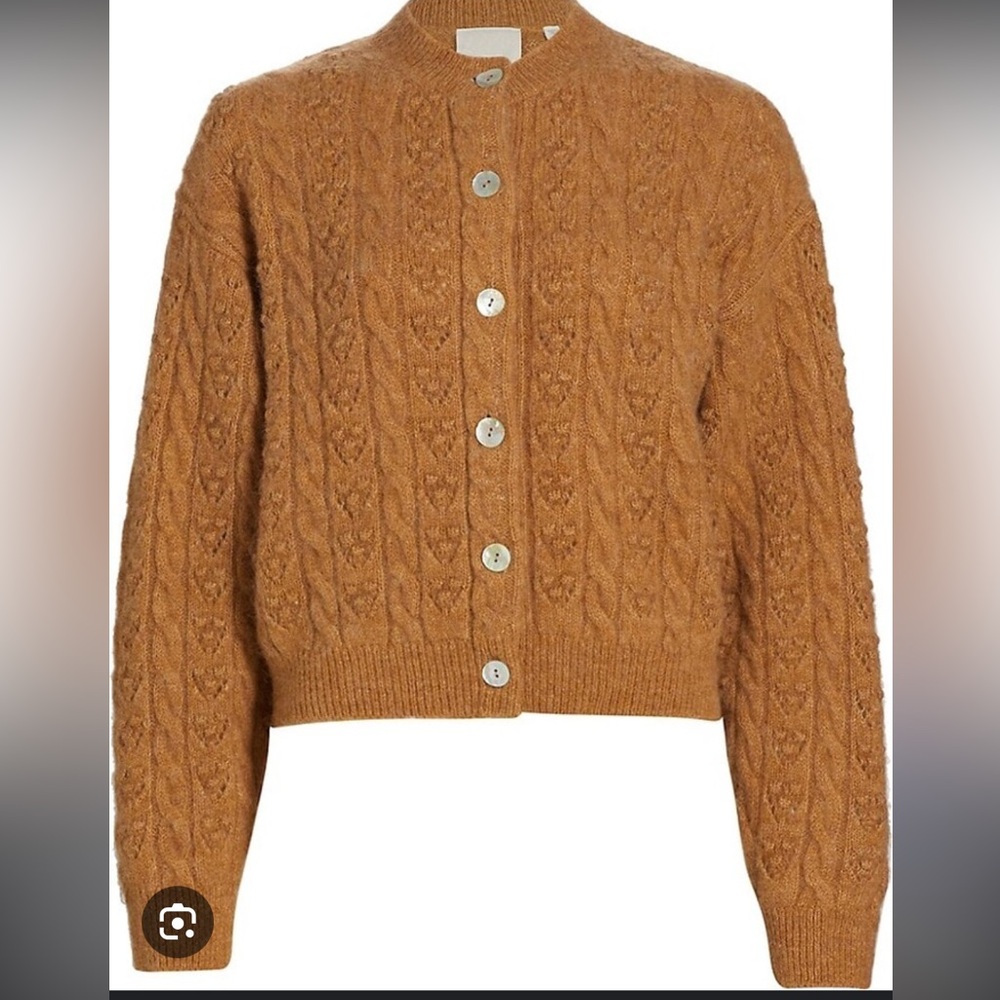 Doen Adler cable knit cardigan in camel